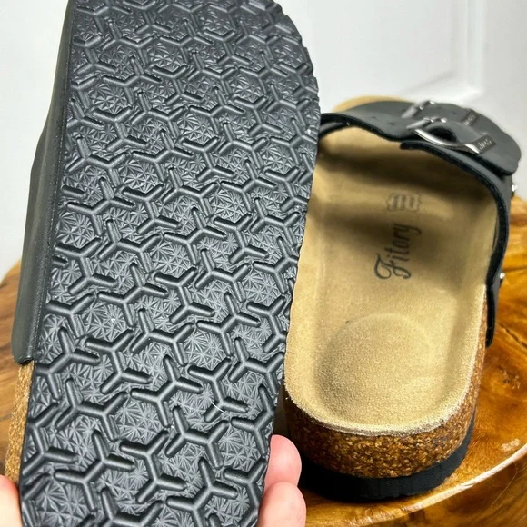 FITORY Womens Flat Sandals with Cork Footbed - Picture 7 of 9